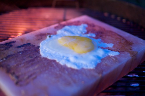 frying egg on salt block