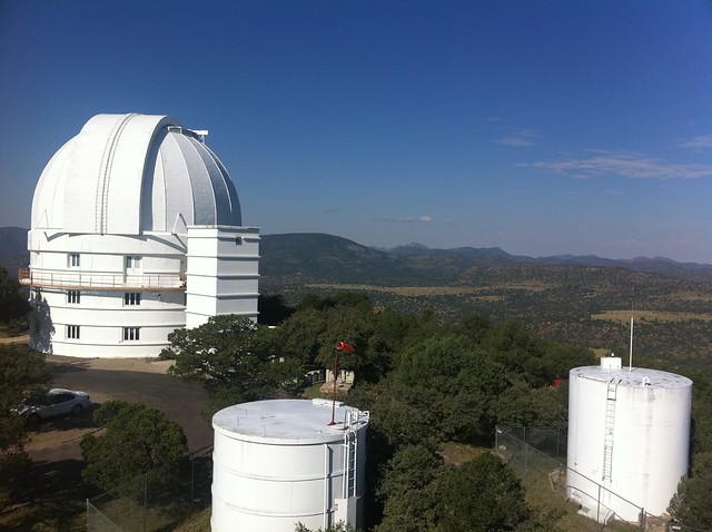 View of the 82" telescope's dome from the catwalk of the 107"