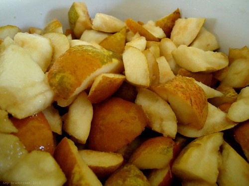 chopped pears for pear butter