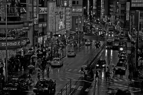 Rainy night in Shinjuku (B/W)