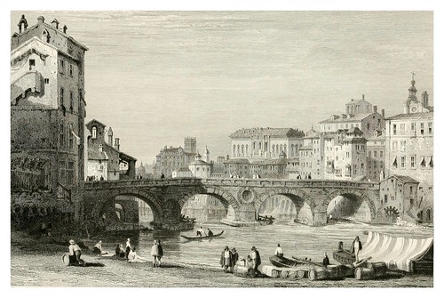 020-El puente Sisto en Roma-The tourist in Switzerland and Italy-1830-Samuel Prout