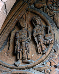 Annunciation roundel medieval carving