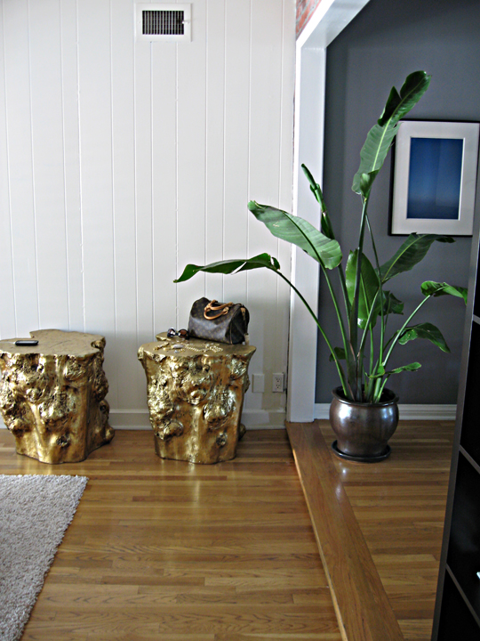 gold tree stumps in our house
