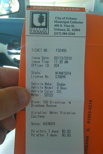 City of Urbana Parking Ticket