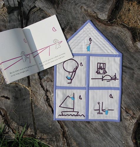 Harold and the Purple Crayon - quilt with book and illustrations