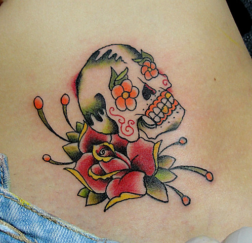 candy skull tattoo. tattoo, candy skull tattoo