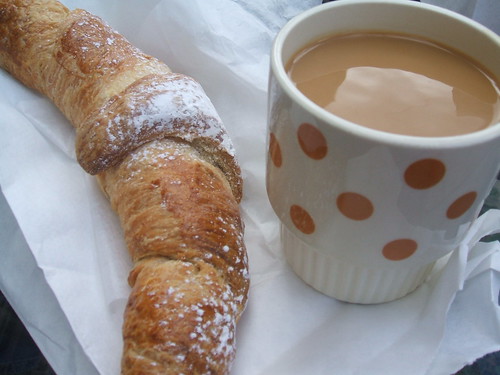 Coffee and chocolate croissant