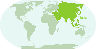 Asia Continent Location Map