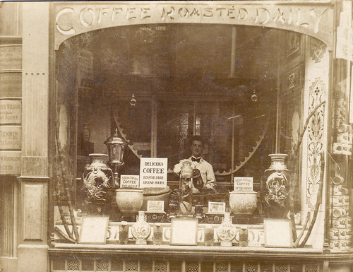 Atkins & Turton coffee & tea merchants. 2 High Street, Coventry, UK. 1930s.