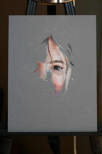 In progress colored pencil portrait of my daughter.
