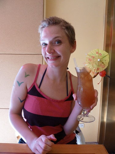 Erica and a fruity drink at Atlantis