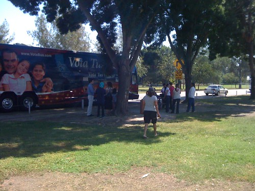 NOM tour bus in Visalia