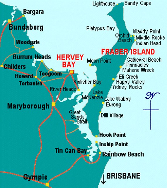 A044/Australia/Queensland South/Fraser Island map