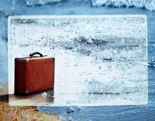 suitcase on a beach