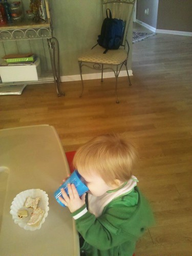 101118 Coleman drinking out of big boy cup at AJs