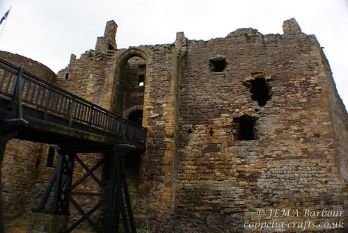 Dirleton castle, with cannon damage