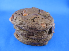 Salted Chocolate Cookies with Chocolate Chips and Caramel Bits