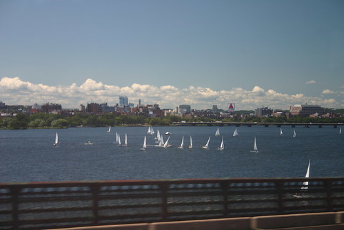 Sailboats on the Charles from the Red Line