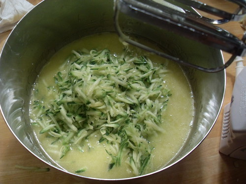 In Goes the Grated Zucchini