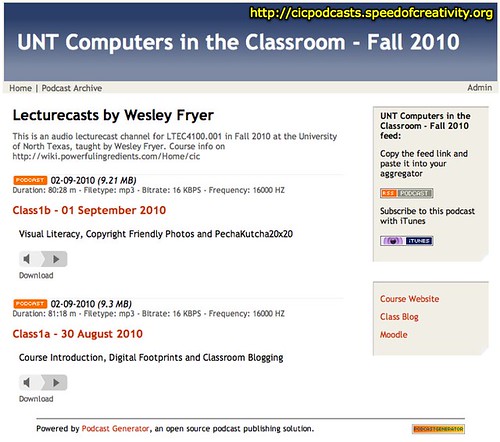 UNT Computers in the Classroom - Fall 2010 (Audio Lecturecast Channel)