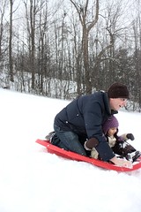 sledding (on slidey mountain!)