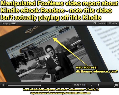Manipulated FoxNews video report about the Amazon Kindle