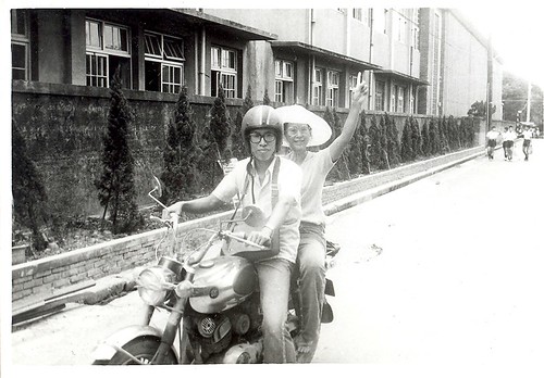 mom on scooter in China as a missionary