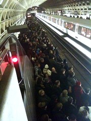 a jam-packed platform at Metro's Gallery Place station (by: John Dellaporta via twitpic)