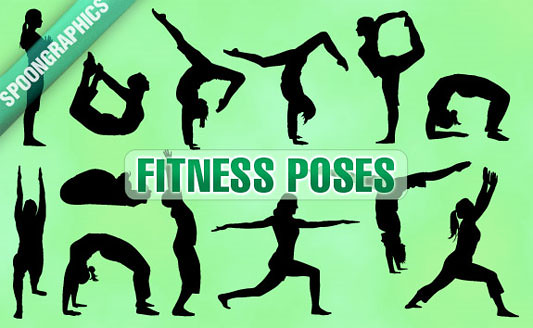 Click en la imagen para descarga 13 Siluetas en formato vector - Poses Fitness