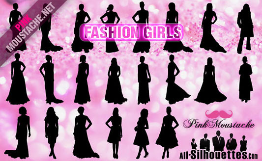 Click en la imagen para descarga 22 Siluetas en formato vector - Mujeres Elegantes