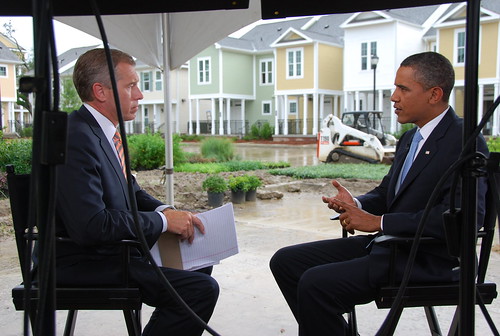 Brian Williams and President Obama in the Gentilly Neighborhood of New Orleans