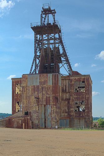 Abandoned mine building, Missouri Mines State Historic Site (former Saint Joseph Lead Company), in Park Hills, Missouri, USA 