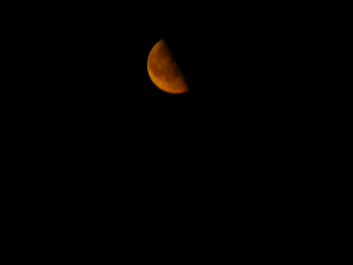 Moon taken while driving at Monroe, Indiana