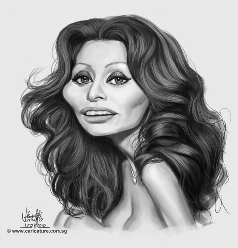 digital caricature of Sophia Loren