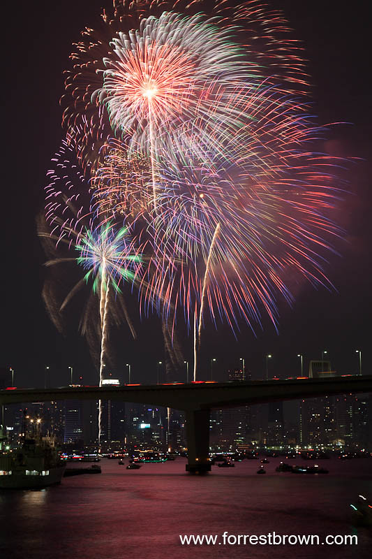 Tokyo Bay Fireworks Festival seen from Odaiba