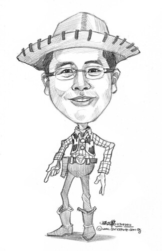Toy Story Woody caricature in pencil