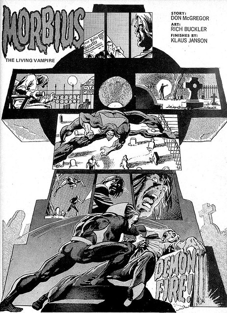 Morbius splash page from Vampire Tales 3 by Rich Buckler and Klaus Janson