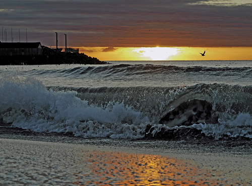 フリー写真素材|自然・風景|夕日・夕焼け・日没|海|波|