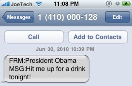 President Obama Text Message