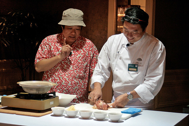 Cooking demo by KF Seetoh and Executive Chef Eric Teo who deftly de-skinned the chicken in one swift move!