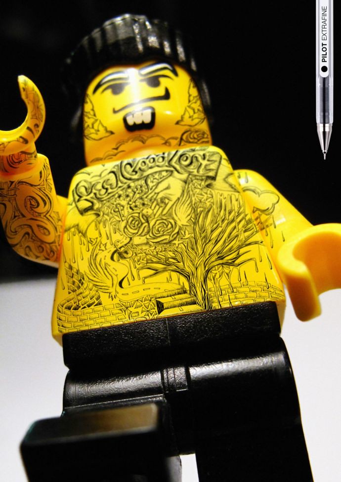 Lego figures with tattoos