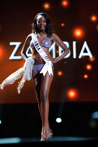 Miss Alice Musukwa performs in swimsuit for 2010 Miss Universe Pageant in Las Vegas