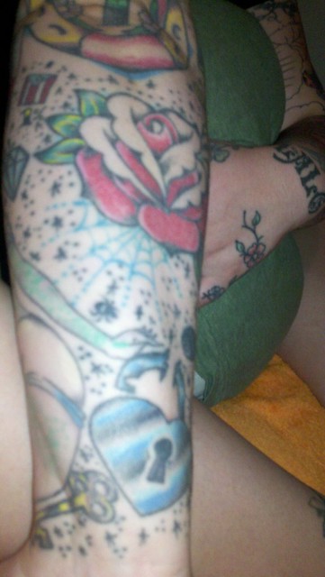 Rose Tattoo; Puerto Rican Flag tattoo; Locket and Key Tattoo