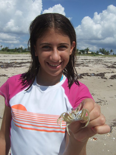 Rachel with a ghost crab