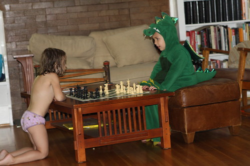 Ezra and Lucy play chess