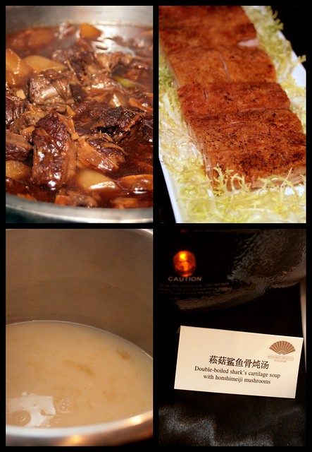 Official hotel Mandarin Oriental Singapore with their Slow-cooked Beef Brisket with Radish, Onion and Ginger; superb Roast Pork Belly; Double-boiled Shark Cartilage Soup with Honshimeji Mushrooms