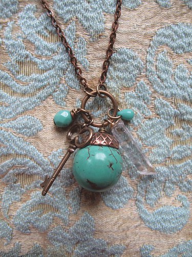 Turquoise, crystal, key