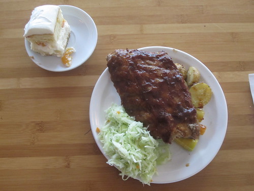 ribs, coleslaw, veggies, cake from the bistro - $6