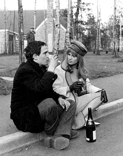 Today's Adventure Fran ois Truffaut and Julie Christie share a bottle of 