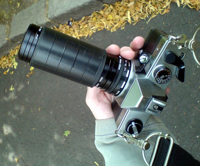 Praktica MTL5B with homemade  Petzval-style lens